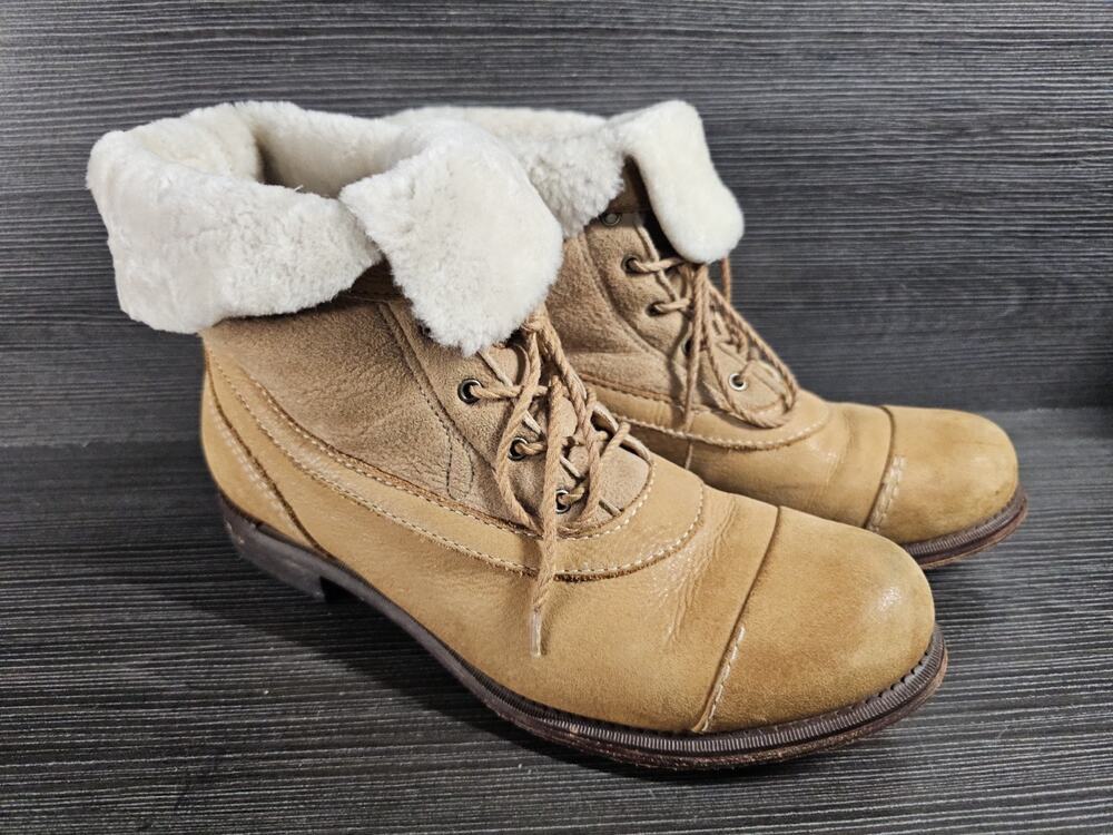 Vintage Timberland Jayne Teddy Fleece Fold Down Boots Wheat Nubuck Women’s 9